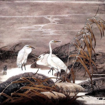 Egret in autumn old Chinese Oil Paintings